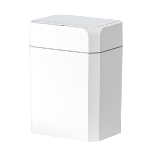 ELPHECO Motion Sensor Trash Can with Lid 3.5 Gallon Automatic Small Slim Garbage Can Waterproof Smart Trash Bin for Bathroom, Kitchen, Office, Bedroom, Living Room, Toilet (White)