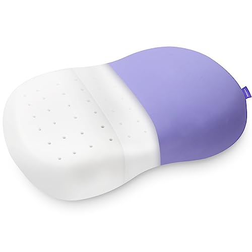 KEEPMOV Cervical Memory Foam Pillow: Contour Pillows for Neck Pain and Side Sleeper - Ergonomic Pillow for Shoulder Pain | Breathable Cooling Bed Pillow for Back Stomach Sleepers (Purple-Upgrade)