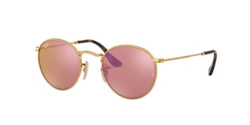 Ray-Ban RB3447N Round Flat Lens Sunglasses, Gold/Copper Flash, 50 mm