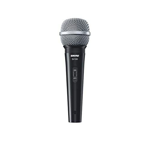 Shure SV100-WA Multipurpose Cardioid Dynamic Vocal Microphone with On/Off Switch, 15' XLR-to-1/4' Cable, Mic Clip and Zippered Bag