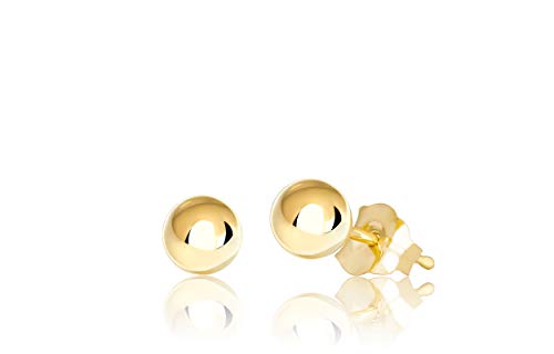 Honolulu Jewelry Company 14K Real Yellow Gold Polished Round Ball Stud Earrings (4mm - Yellow Gold)