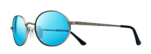 Revo Sunglasses Python I: Polarized Crystal Glass Lens with Metal Round Frame, Antique Gunmetal Frame with Revo Blue Lens