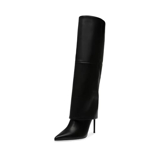 Steve Madden Women's Smith Knee High Boot, Black Leather, 8