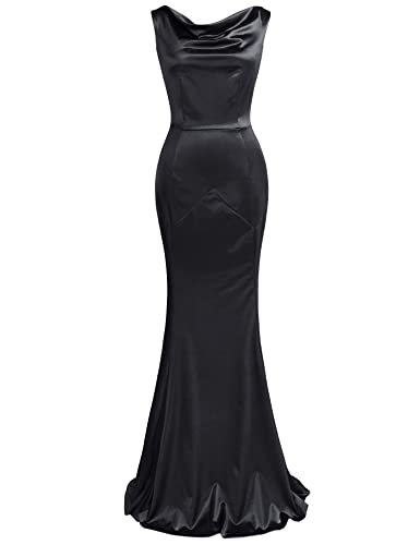 MUXXN Women's Sleeveless Floor Length Sheath Formal Vintage Cocktail Evening Long Maxi Dress Black L