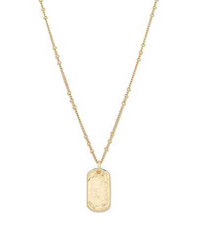 gorjana Women's Griffin Dog Tag Charm Hammered Pendant Necklace, 18K Gold Plated, 19 inch Chain