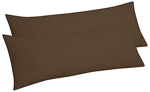 Royale Linens Body Pillow Cover - Double Brushed 1800 Microfiber - 20'x54' with Hidden Zipper Closure - Wrinkle & Fade Resistant - Super Soft Body Pillowcase 2 Pack (Chocolate, Pack of 2)
