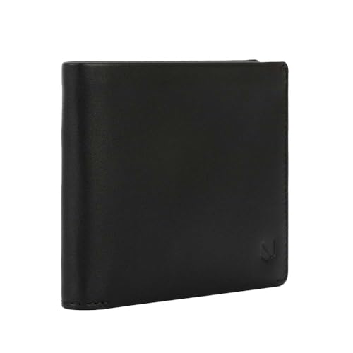 SLNT Leather RFID & NFC Signal Blocking Over Flap Mens Wallet - 6 Credit Card Slots, ID Opening & Money Pocket - Prevents Hacking & Identity Theft - Slim Profile, Great for Travel (Jet Black)