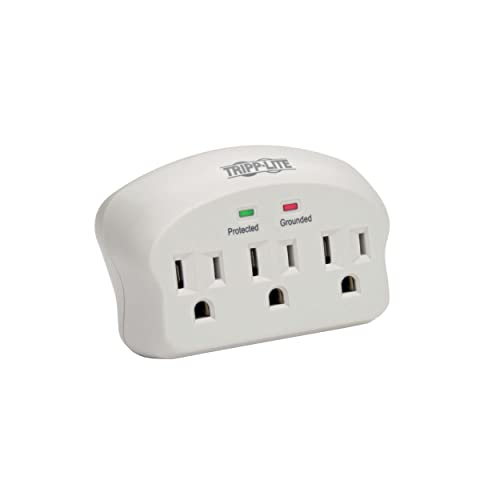 Tripp Lite 3 Outlet Portable Surge Protector Power Strip, Direct Plug In, $5,000 INSURANCE (SK3-0), Apple, Grey