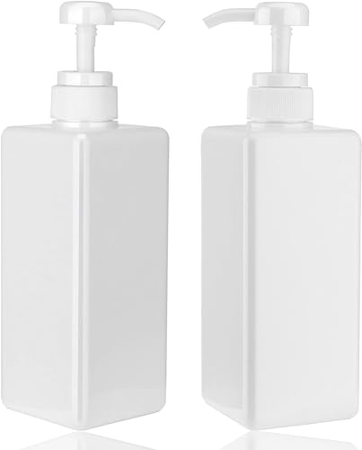 Premium Refillable Foaming Soap Dispenser Bottles, Best Foaming Dispenser for Shampoo, Lotion, Soap, Hadn Wash in Kitchen or Bathroom - Square - 22 Ounce / 650 ml - 2 Pack (Ivory)