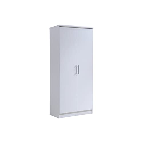 HODEDAH IMPORT Hodedah 2-Door Armoire with 4-Shelves Wardrobe, 17'D x 31.5'W x 73'H, White
