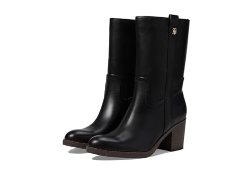 Tommy Hilfiger Women's THEAL Western Boot, Black 001, 8.5