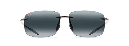 Maui Jim Men's and Women's Breakwall Polarized Rimless Sunglasses, Gloss Black/Neutral Grey, Medium