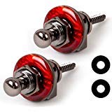 Kmise Guitar Strap Locks Straplocks Buttons for Electric Bass Guitar Parts (1 set, Red)