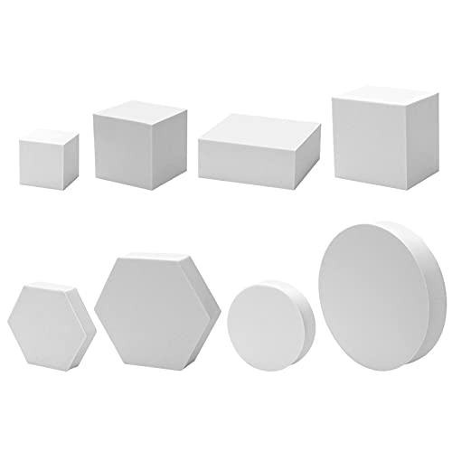SYCOOVEN 8pcs Product Photography Props Cube, Hard Foam Photography Background Props Geometric Cube Shapes for Lipstick, Jewelry, Cosmetics, Makeup Tools, Food(White)