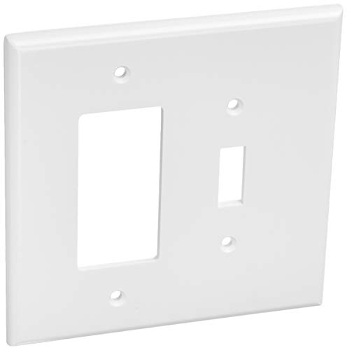 Leviton 88605 2-Gang 1-Toggle 1-Decora/GFCI Device Combination Wallplate, Oversized, Thermoset, Device Mount, White,1 Pack