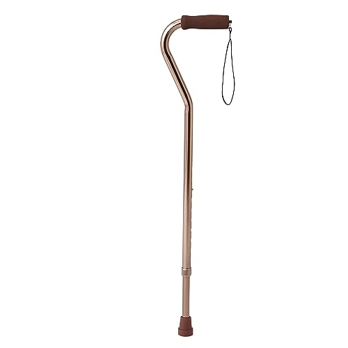 Medline Aluminum-Bronze Offset Walking Cane, Adjusts 29–38” & Supports Up to 300 Lbs. — Mobility Aid Provides Balance for Seniors & Adults