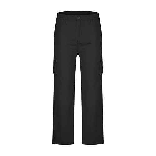 Same Day delivery Items Prime Women Cargo Pants Work Wear Solid Straight Leg Pants with Multiple Pockets Full Pants Available in Plus Size Black 5X Womens Wide Leg Pants