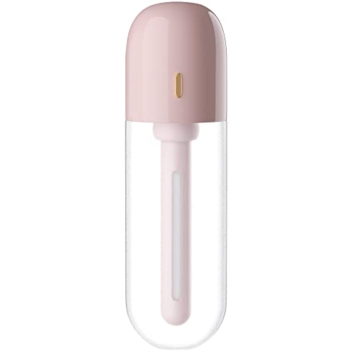 SUNWOOX Portable Small Travel USB Humidifier 2 Mist Modes,18dB Quiet Ultrasonic,Auto Shut Off,Replaceable Tank,Cool Mist Humidifier for Travel/Bedroom/Desktop/Car/Plants/Baby Room Etc.（Pink）