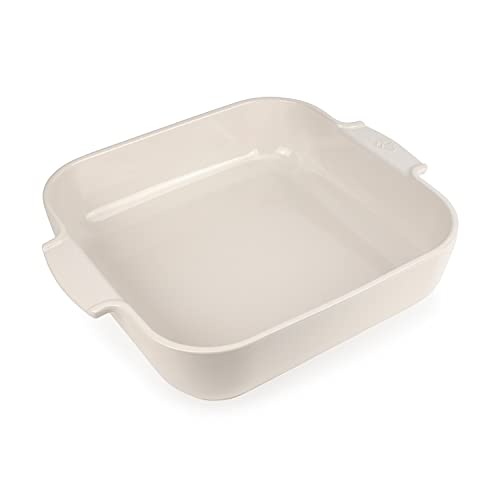 Peugeot - Appolia Square Oven Dish - Ceramic Baker with Handles - Ecru, 11.5 x 3 inches