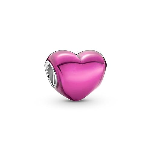 Pandora Metallic Pink Heart Charm - Compatible Moments Bracelets - Jewelry for Women - Gift for Women in Your Life - Made with Sterling Silver & Enamel