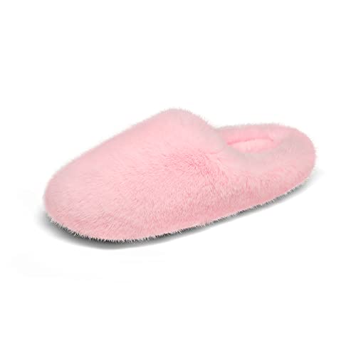 DREAM PAIRS Women's Pink Plush Fuzzy Slip on Indoor Outdoor Winter House Slippers Size 5-6 M US Geroldy