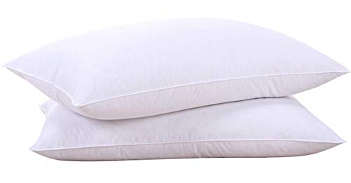 puredown Goose Feathers and Down White Pillows with 100% Cotton Cover, Bed Sleeping Hotel Collection Pillows Set of 2, Standard Size