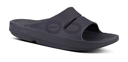 OOFOS OOahh Slide, Matte Black - Men’s Size 8, Women’s 10 Lightweight Recovery Footwear Reduces Stress on Feet, Joints & Back Machine Washable 10 Women/8 Men