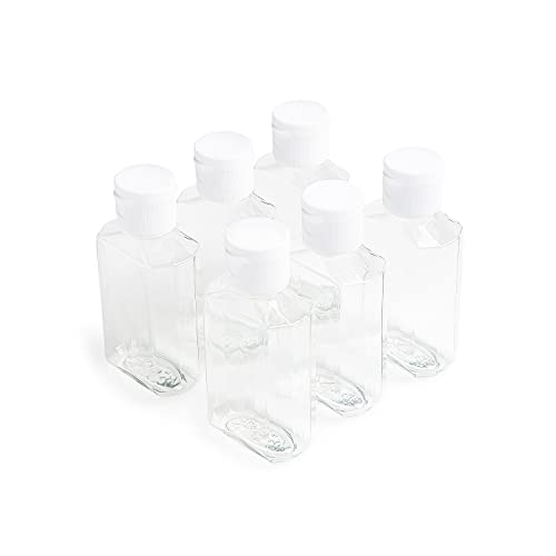 MHO Containers | Empty Clear Travel Refillable Flip-Top Bottles - BPA/No Parabens, 60millileter/2ounce - Set of 6