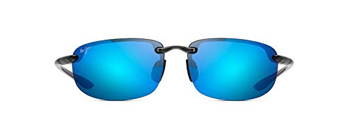 Maui Jim Men's and Women's Hookipa Polarized Rimless Sunglasses, Smoke Grey/Blue Hawaii, Large