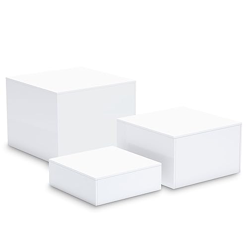 HIIMIEI Buffet Risers, Food Risers for Buffet Table, Display Stand Shelf for Catering Dessert Collectibles, Acrylic Cube Display Nesting Risers with Hollow Bottoms 3PCS 6''x7''x8''