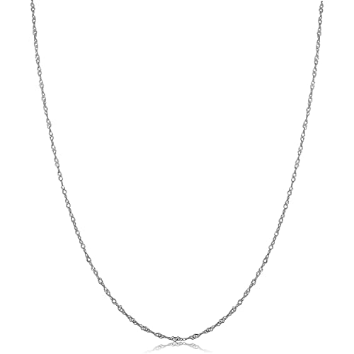 Kooljewelry 14k White Gold Singapore Chain Necklace (0.7 mm, 18 inch)