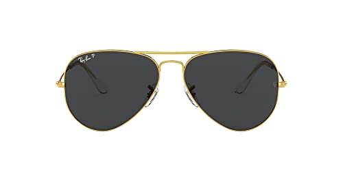 Ray-Ban RB3025 Classic Aviator Sunglasses, Legend Gold/Polarized Black, 58 mm