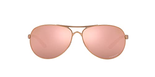 Oakley Women's OO4079 Feedback Aviator Sunglasses, Satin Rose Gold/Prizm Rose Gold, 59 mm