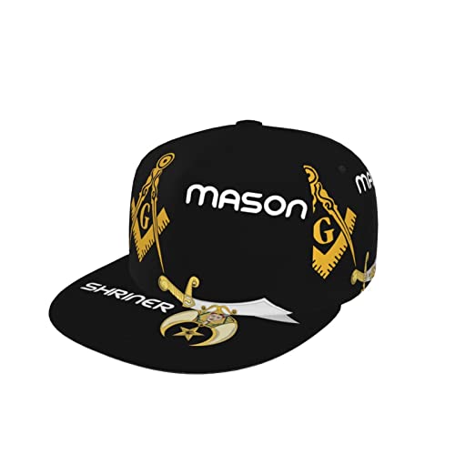 Masonic Shriner Split Unisex 3D Print Classic Baseball Cap Snapback Flat Bill Hip Hop Hats Black