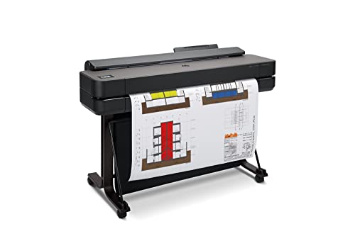 HP DesignJet T650 Large Format 36-inch Plotter Color Printer, Includes 2-Year Warranty Care Pack (5HB10H), Black