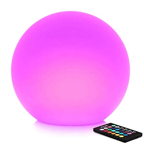 Mr.Go 12-inch Rechargeable LED Ball Light, RGB Color-Changing Globe Orb Lamp w/Remote, Home Kids Room Bedroom Bar Table Patio Pool Party Dimmable Sphere Nightlight Relax Mood Lighting Decoration