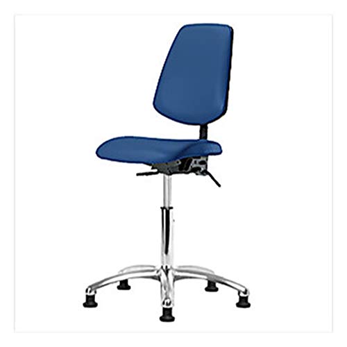 Thomas 1163V99 ESD/Cleanroom Vinyl Desk Height Chair with Medium Back, Chrome Base, with Tilt, Without Arms, ESD Glides, Blue