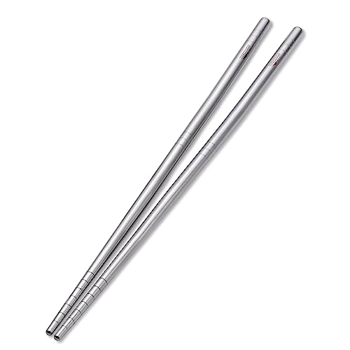 TITECOUGO Lightweight Titanium Metal Chopsticks Portable Camping Flatware for Kitchen House Cooking Meals Bean Noodles Wonton Sushi Food