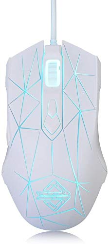 FELICON RGB Lightweight Gaming Mouse, Programmable 7 Buttons, Ergonomic LED Backlit USB Gamer Mice Computer Laptop PC, for Windows Mac OS Linux(Star White)