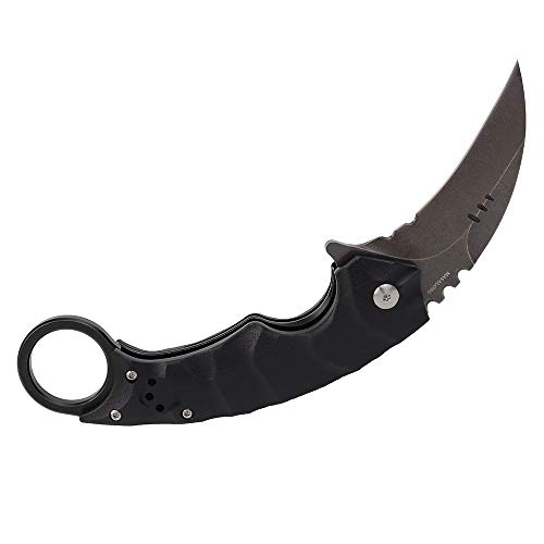 MASALONG kni204 Outdoor Survival Claw Tactical folding knife D2 Steel EDC knives (black stone wash)