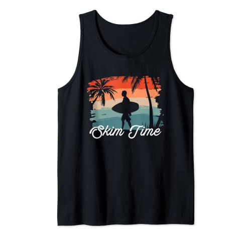 Vintage Retro Skim Time Board Skim Surfer Water-Sport Tank Top