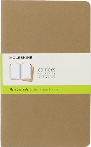 Moleskine Cahier Journal, Soft Cover, Large (5' x 8.25') Plain/Blank, Kraft Brown, 80 Pages (Set of 3)