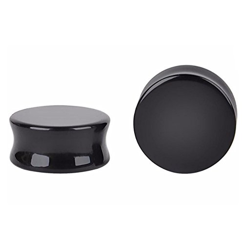 HQLA 1 Pair Natural Obsidian Stone Double Flared Flesh Tunnels Ear Plugs Gauges Stretcher Expander (1'(25mm))