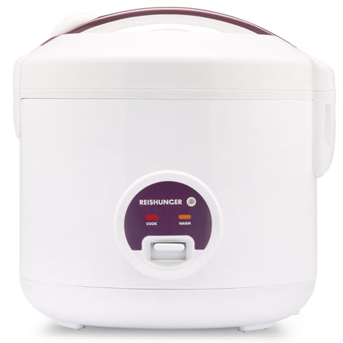 Reishunger Rice Cooker & Steamer with Keep-Warm Function - 5 Cups Uncooked Rice - Ceramic Coating incl. Steamer Insert - For 1-6 People