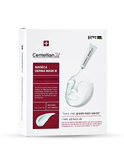 CENTELLIAN 24 Centella Asiatica Korean Face Mask (Intensive, 10pc) - Korean Sheet Mask. Moisturizing & Soothing Korean Skin Care. Centella Asiatica Extract (Cica), TECA, EGF, Madecassoside Mask.