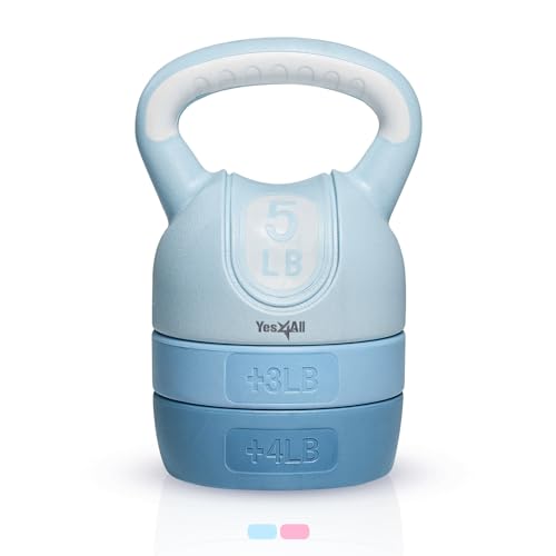 Yes4All Adjustable Kettlebell Teal Adjustable Kettlebell Set - Ideal Kettlebell Sets for Home Gym Weight Training, 12LB Weight Set - Weight Set For Home Gym