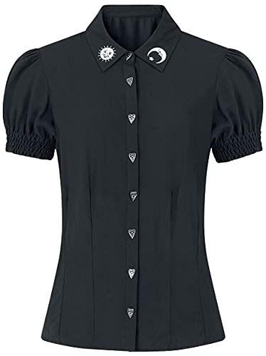 Hell Bunny Samara Sun Moon Ouija Board Gothic Wicca Witchcraft Blouse Shirt Top - (L) Black