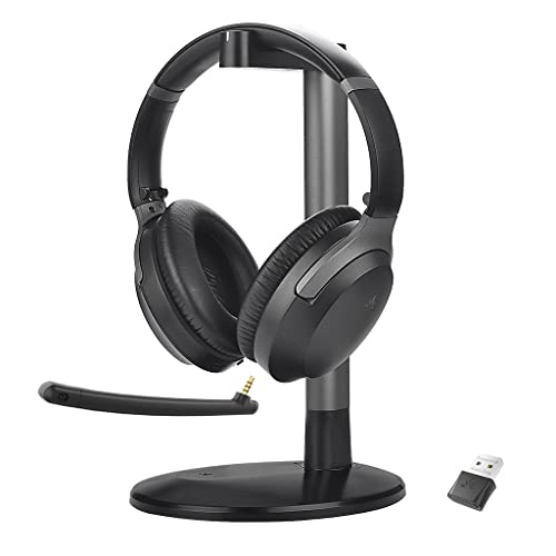 Avantree Aria 8090T Bluetooth 5.0 aptX HD Active Noise Cancelling Headphones with Mic, USB Adaper Dongle and Charging Stand for Calls & Music, Wireless Over Ear Headset for PC Computer Laptop PS4 PS5