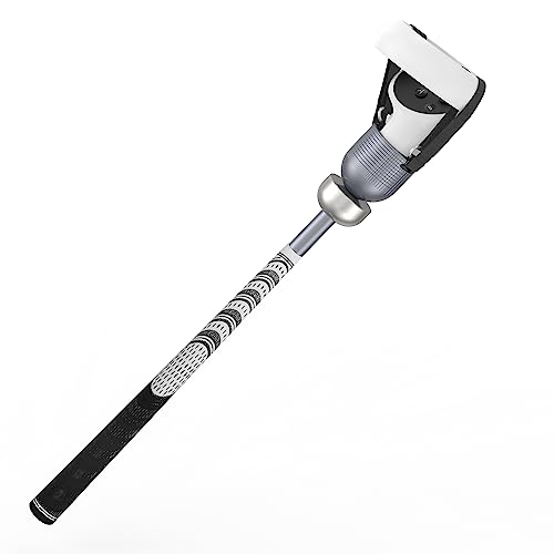 ZHGM Weighted VR Golf Club Attachment for Meta Quest 2/ Oculus Quest 2, Aluminum Golf Club Handle Accessory with Realistic Grip& 2 Straps, 1: 1 Molded Controller Cup, Grey