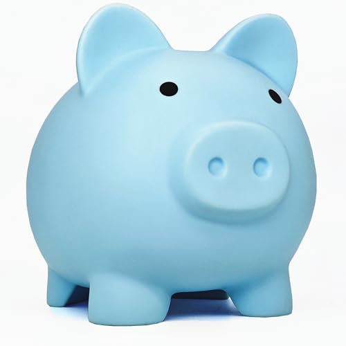 Cute Piggy Bank for Sbrvaniy Pig Money Bank Coin Bank for Boys and Girls My First Unbreakable Money Bank Large Size Decoration Savings (Blue)